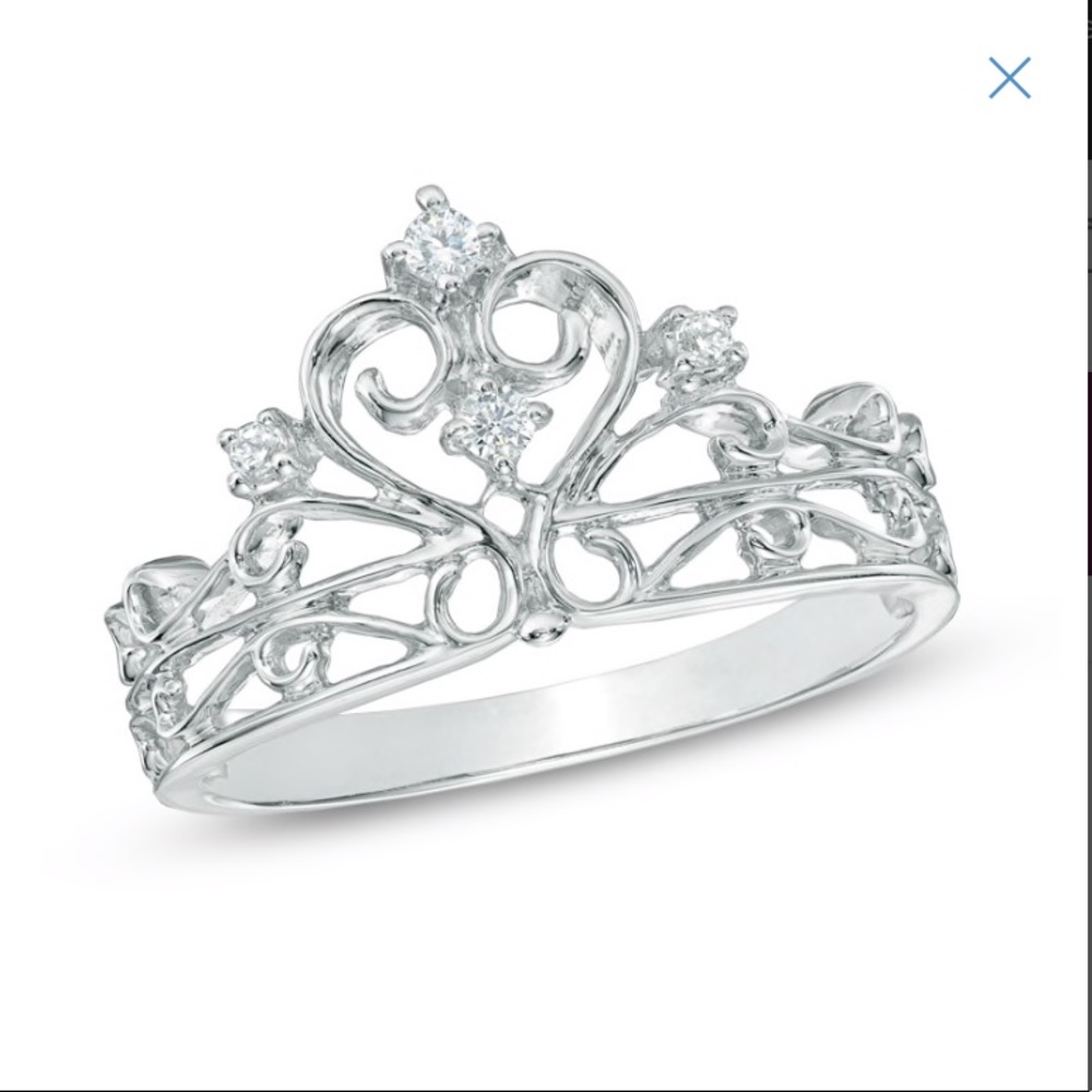 Sterling Silver and Diamond Princess Ring